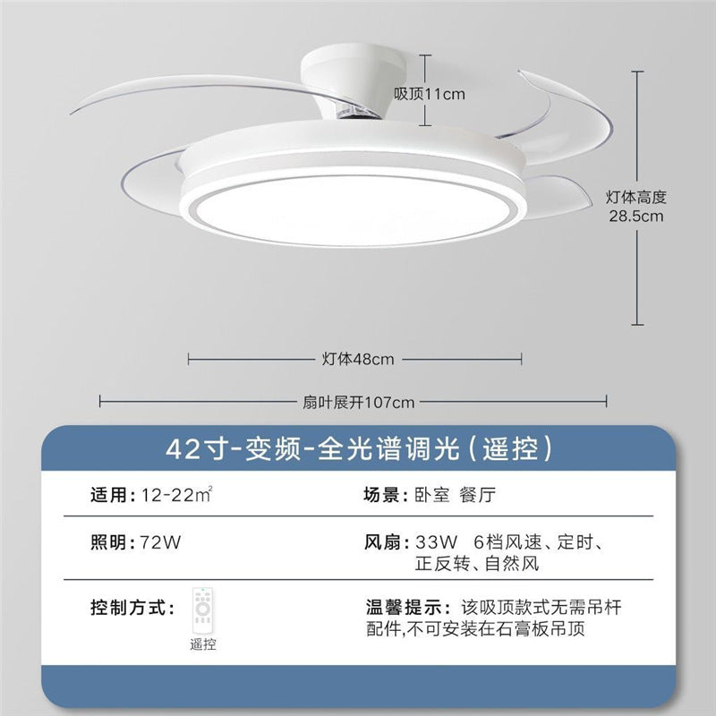 Invisible fan light modern minimalist ceiling fan light  new style ceiling fan chandelier for dining room, living room, and bedroom - all-in-one