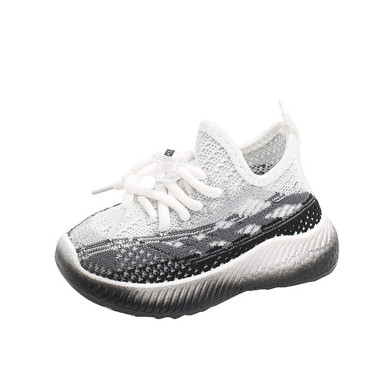 Clearance: kids' yeezy sneakers, boys' athletic shoes, breathable mesh shoes, flyknit girls' casual shoes, soft-soled baby shoes
