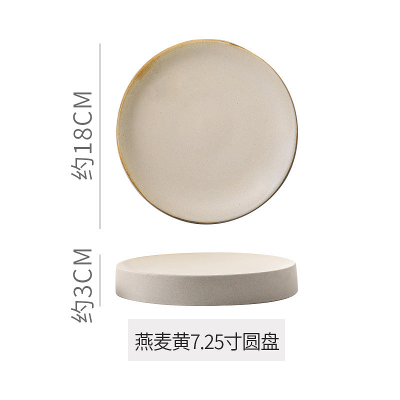 Stylish high-looking clay western food snack round plate restaurant hotel for home pastry dessert plate classy plate