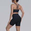nude tight yoga wear cross-back sports bra suithigh waist hip lifting running fitness wear for women