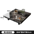 Italian minimalist light luxury high-end rock slab square suspended venetian brown marble living room coffee table