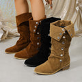 new arrival rivet pointed toe two-wear boots autum cross-border plus sizeretroexport thick heel knight boots for women