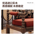 Solid wood fabric chair medieval style living room chair sofa bedroom american pearl chair single retro pearl chair french style