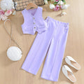 summergirlsuitvest topscasual suitpantslight purplekidstwo-piece pantssuit