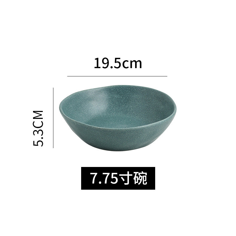 Irregular shaped bowls & plates - home ceramic salad bowl - nordic style shallow soup plate - matte minimalist flat plate - breakfast plate