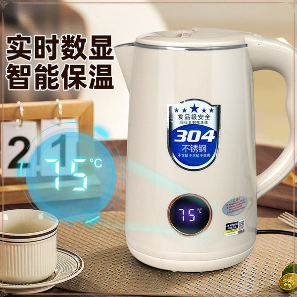 1 Construction site electric kettle 304 stainless steel anti-scalding and thermal insulation household real-time kettle large capacity fast automatic power failure