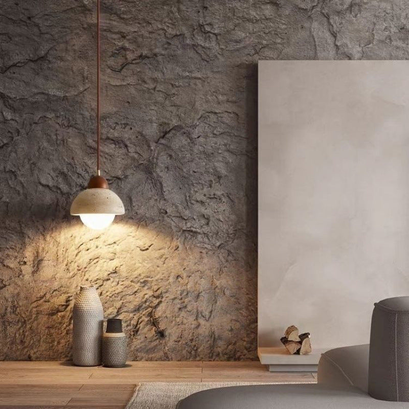 Yellow travertine bedroom bedside chandelier Japanese wabi-sabi retro restaurant chandelier designer homestay restaurant chandelier