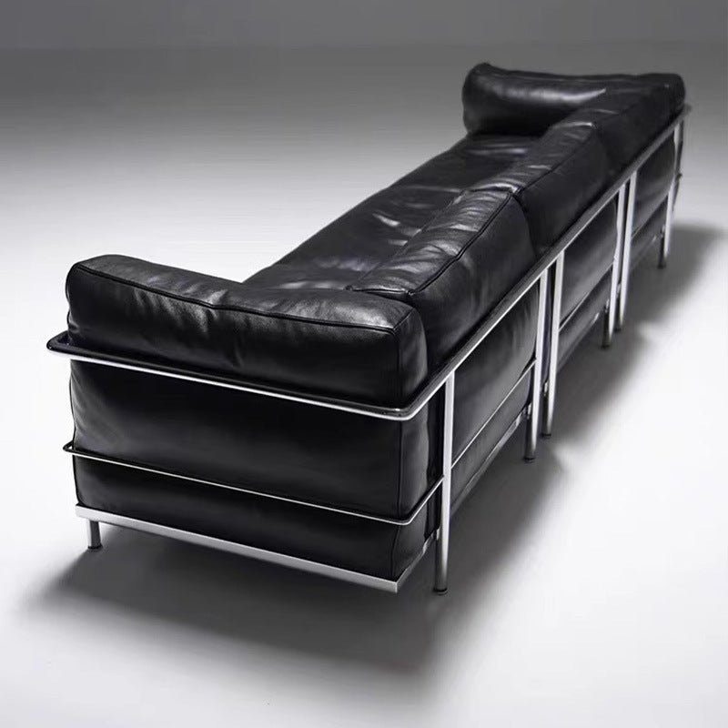 Le corbusier italian lc3 genuine leather sofa casual medieval straight row sofa black oil wax leather sofa