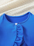 Girls' foreign trade dress set: blue lantern sleeve jacket & paisley print sundress - summer outfit for kids