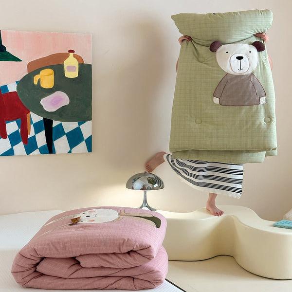 Cartoon Rabbit Cotton Yarn Yarn Cartoon Patch Embroidery Spring Autumn and Winter Quilt Single Double Class A Machine Washable Antibacterial Pure Cotton Quilt +
