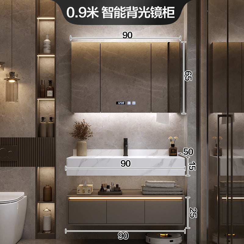 [Spot] Multifunctional storage rack, rock slab hot bending integrated basin, bathroom, washstand, face wash, bathroom cabinet combination