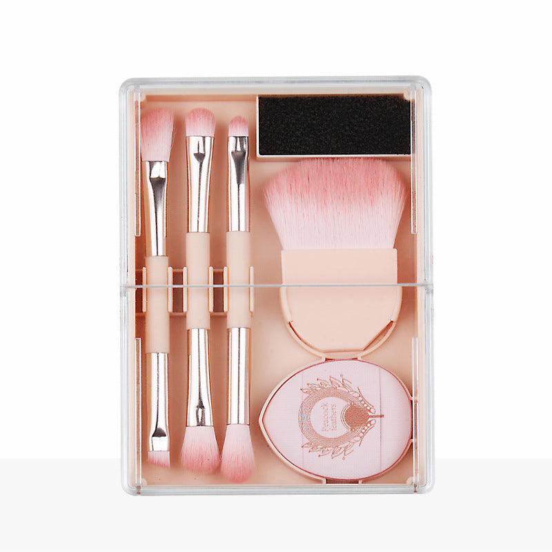 Portable makeup brush set - multifunctional mini travel kit with foldable storage, includes concealer, eyeshadow, and other brushes