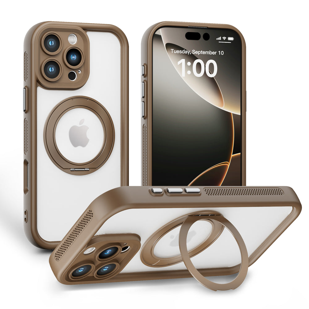 Suitable for iphone16 two-in-one magnetic holder mobile phone case 360 degree apple 15 rotating holder pc fulcrum case