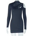 new european and american style women's fashion elegant bodycon mini dress with long sleeves and round neck in solid color