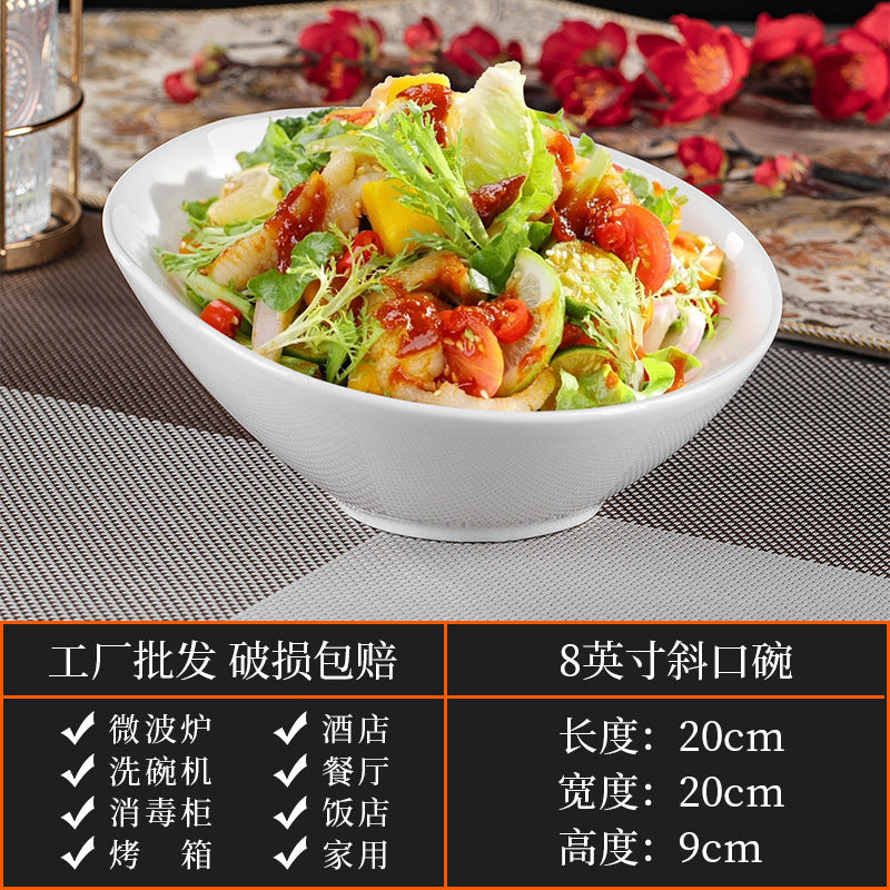 High-end ceramic pure cabbage plate, special-shaped asymmetrical cold dish plate, stir-fry plate, tableware for restaurants and hotels
