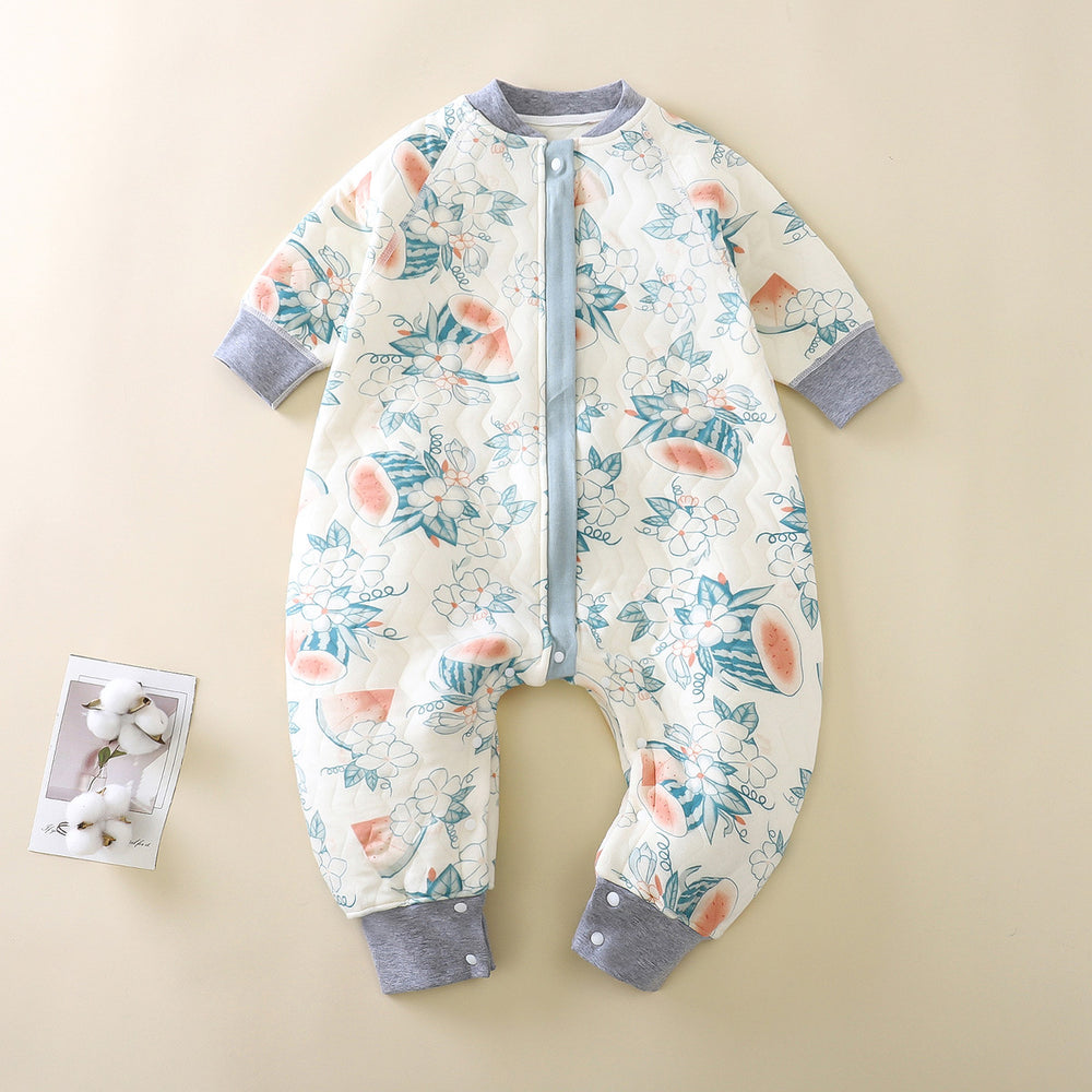 Kids sleeping bag fall and winter style quilted split-leg zipper sleeping bag baby pure cotton type a romper infant anti-kick quilt