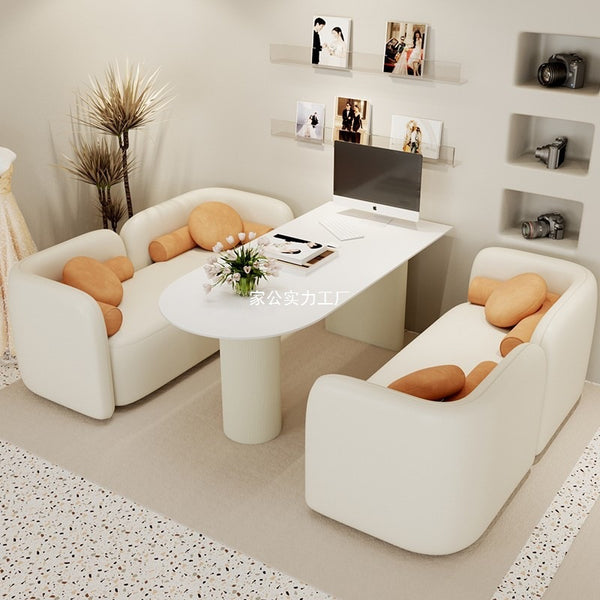 Cream Wind Studio Selection Area Table and Chair Combination Wedding Shop Negotiation Sofa Leisure Nail Salon Reception Card