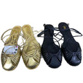 Za2025 spring new arrivals: women's gold-plated metal-effect hollow-out round-toe ankle strap sandals