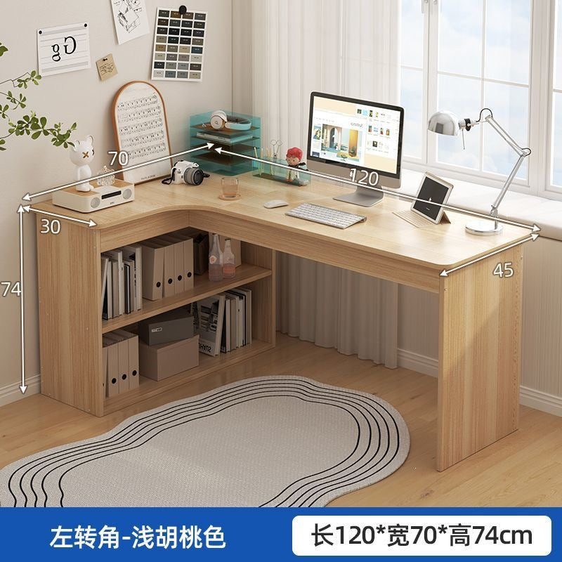 Nordic student desk with bookshelf - all-in-one home bedroom desktop computer desk - assembled study table for elementary school students - writing desk