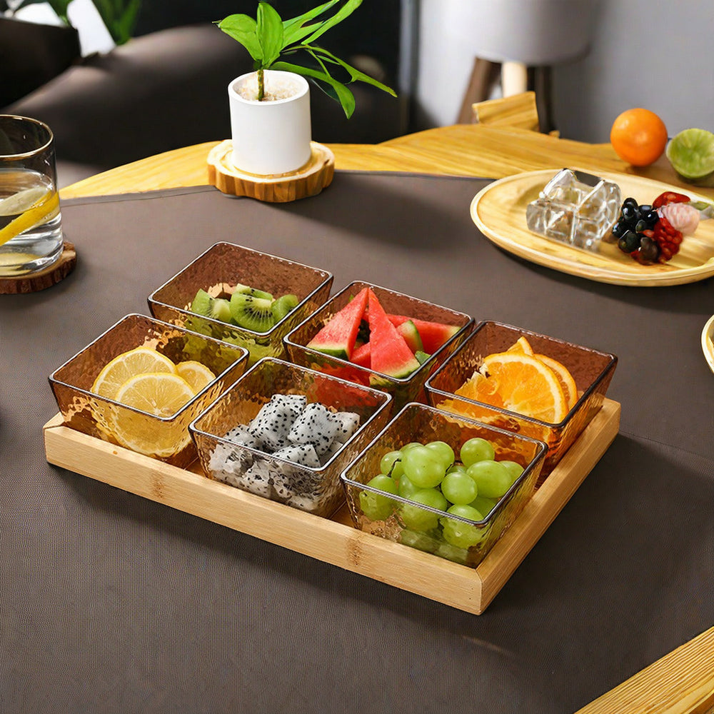 Fruit platter bar ktv snack platter acrylic snack plate melon seed plate divided grids dried fruit plate suit restaurant commercial