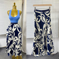 European and american style elegant pleated print midi skirt - high waist, slimming, flowy a-line skirt with elastic waistband - perfect for summer