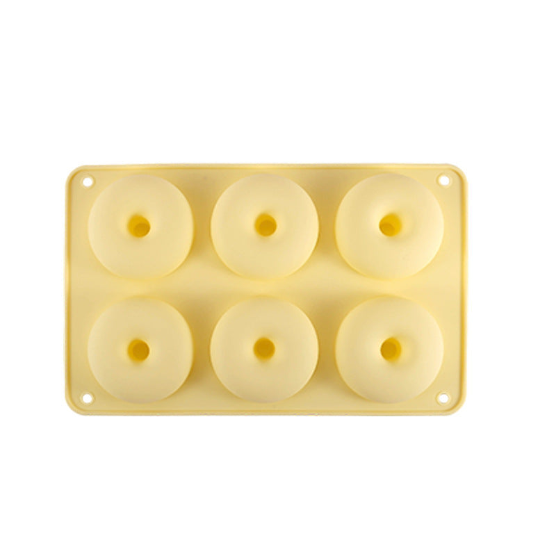 Food-grade 6-cavity silicone donut mold - macaron color round donut baking tool for cookies and pastries