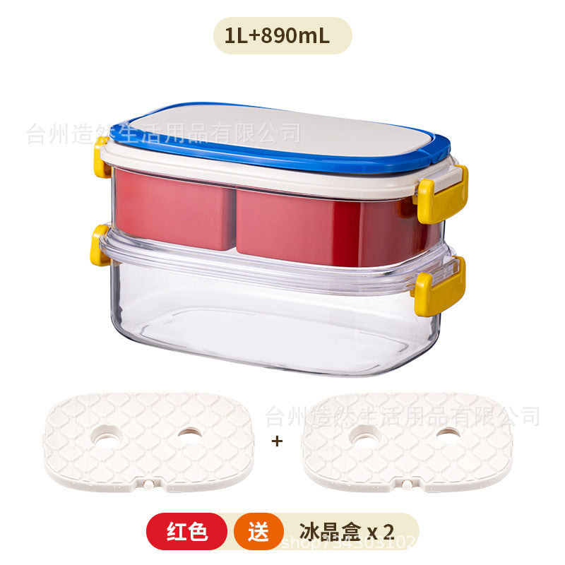 Portable fruit chilled crisper with filtered water outdoor camping picnic food sealed bento lunch box small refrigerator