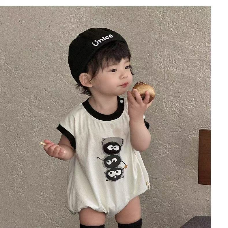 Baby bodysuit  summer thin cartoon soot sprite sleeveless short a-grade skin-friendly baby crawling suit