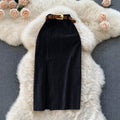 Amazon women's vintage slit midi skirt - high waist, slimming, bodycon, apple-shaped body flattering