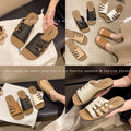 Trendy square-toe flat fashion slippers for women - 2026 summer new arrivals - fairycore style with buckle strap - versatile beach sandals