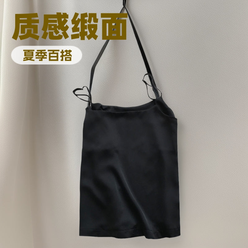 Ebyasummer inner wear or single wear textured satin spaghetti strap camisole women's ready stock