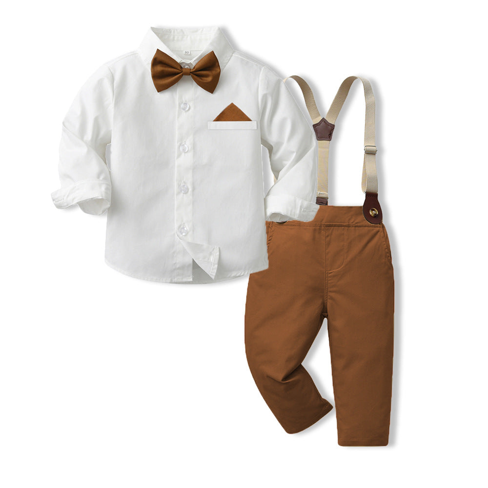 new arrival baby boy spring children's clothing kidssuitlong sleeves shirt overalls boys gentleman's first birthday dress