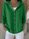 fashion autumn winternew arrivalhoodedknittingcardigan women's pure colorcasualfashionsweateroutwear women