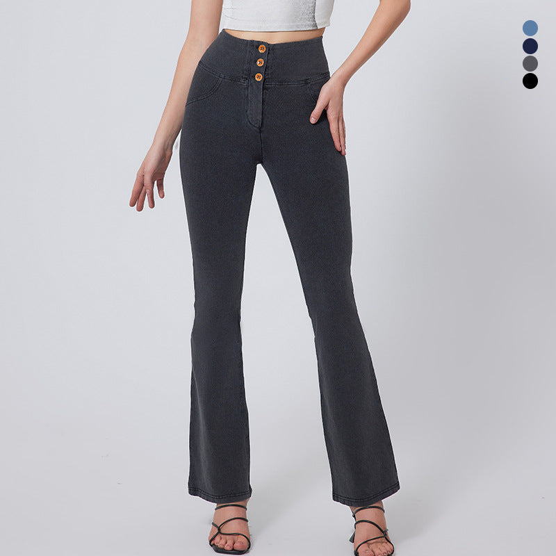 Ins style peach butt high waist fitness pants women's fashioneasiest for match butt lift bell bottomsoutwearpopular yoga pants
