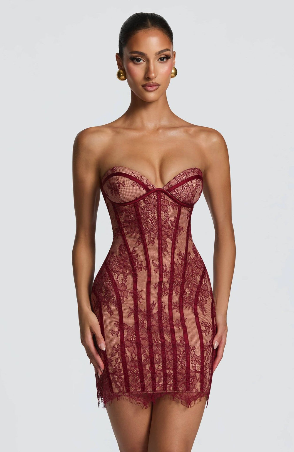 european and american women's clothing  spring/summer new lace bandeau striped high-waisted bodycon slimming bodycon dress