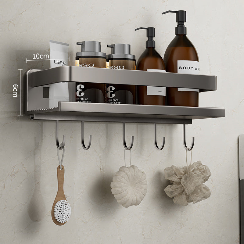 Removable and washable space aluminum bathroom rack Wall-mounted non-punching bathroom cosmetic storage rack Factory direct sales