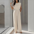 cross-border european and american women's clothing: new summer collection - chic and elegant "queen bee" style solid color fitted jumpsuit