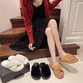 2024 new fuzzy slippers for women, korean style, trendy ins design, winter 2024 home comfort, one-strap cotton slippers for women