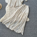 Gentle wind lacecut outeleganttwo-piece set women's summer pure desire wind silmslimming lookwork clothingelegancesuit