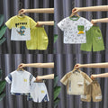 Boys' summer outfit  new summer collection - stylish short-sleeve top and shorts set for boys, wholesale for toddlers and young children