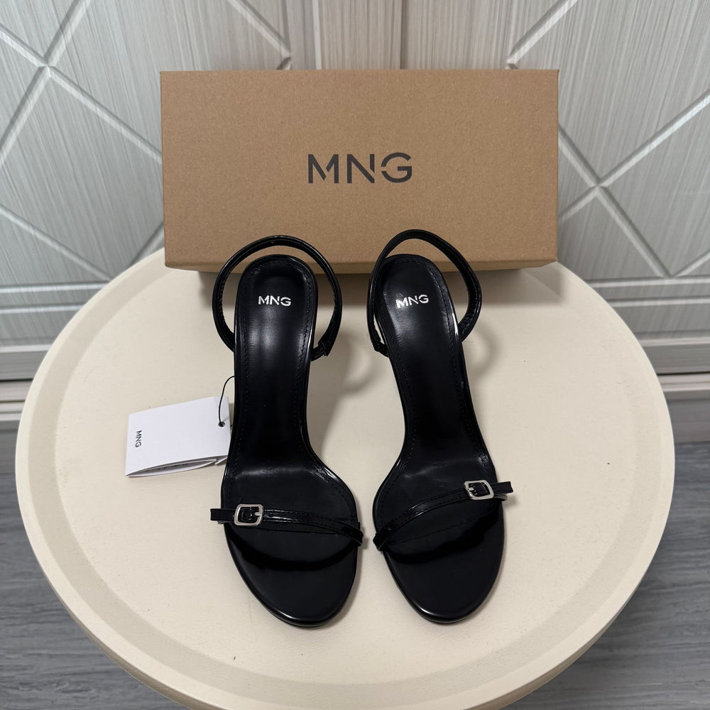 Mng mango 2026 summer new women's one-strap buckle versatile black high heel back strap sandals