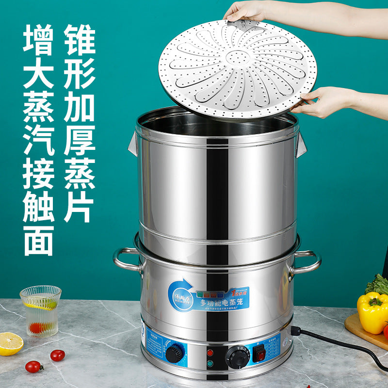 Insulated rice bucket, special stainless steel electric heating rice bucket for stall, hotel restaurant, insulated soup bucket, commercial heating steamer