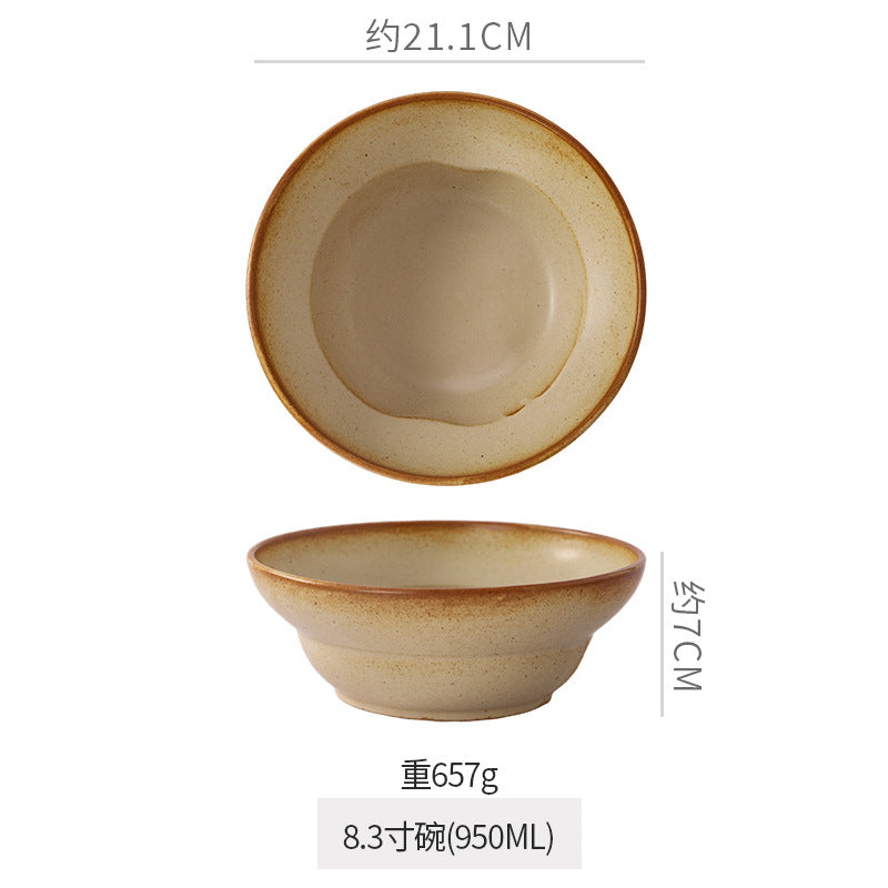 Vintage aesthetic ceramic rice & dessert bowl - high-end tableware for restaurants & hotels - fruit salad, snack, and breakfast bowl