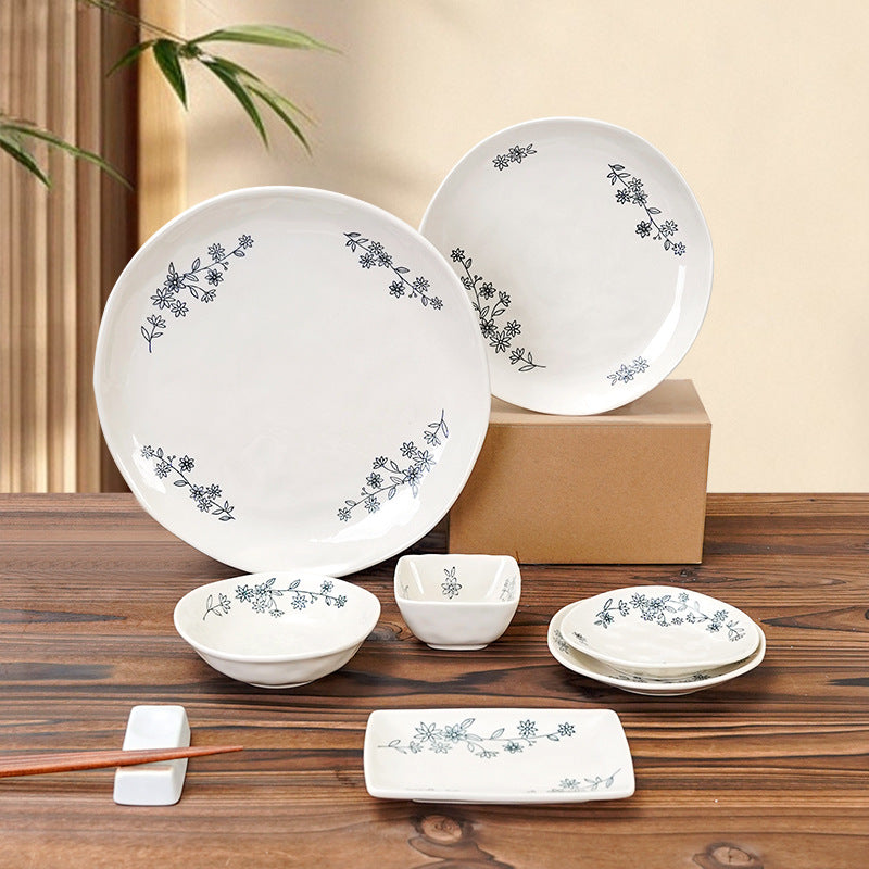 Chinoiserie underglaze ceramic seasoning dish stylish modern casual restaurant for home ceramic dish plate cooking soy sauce dish