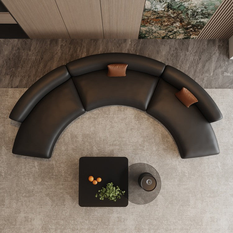 Italian-style hotel lobby lounge area reception light luxury high-end semi-circular arc office sofa and coffee table set