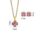 popular zircon-inlaid four-leaf clover necklace accessible luxury niche women's fashion non-fading clavicle chain earrings jewelry set