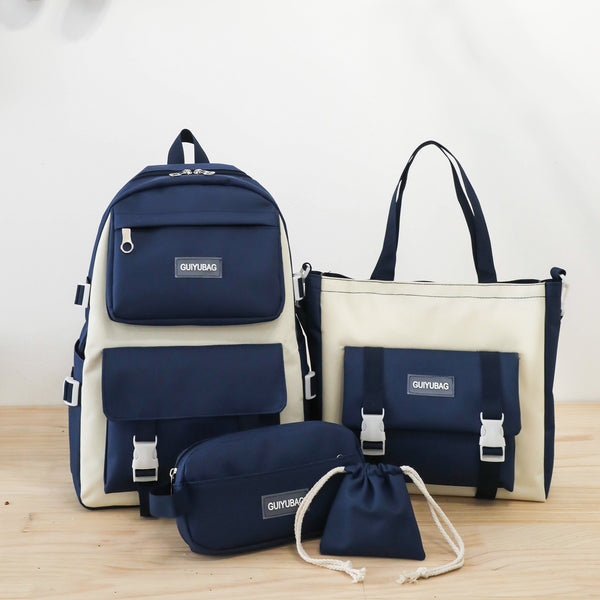 [One piece for delivery] Student schoolbag four-piece campus multi-functional backpack cute girl primary school backpack
