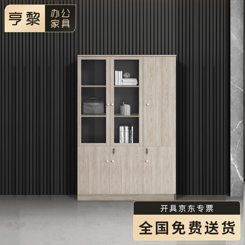 Wooden file cabinet storage cabinet floor standing tall cabinet office document cabinet financial lockable filing cabinet two doors