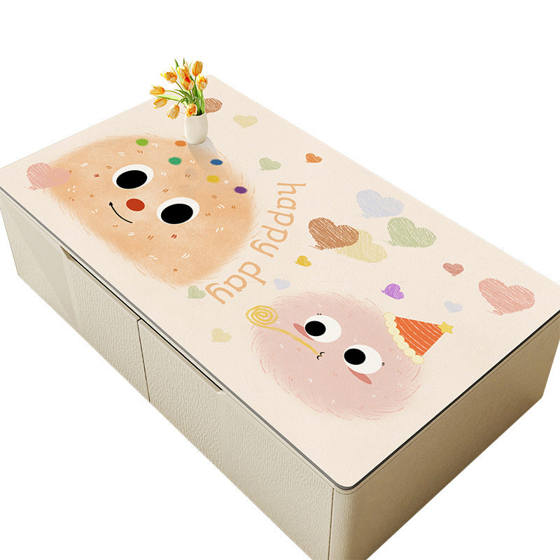 Environmentally friendly cartoon tablecloth waterproof and oil-proof coffee table mat silicone leave-in anti-ironing tablecloth living room protection dining table mat