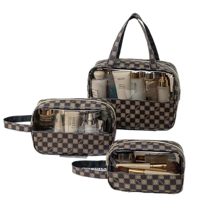 Yulang plaid cosmetic bag large capacity portable toilet bag waterproof swimming bag travel storage bag light luxury beach bag